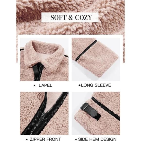 Womens Faux Fur Jackets Winter Trendy Pink - Picture 6 of 6